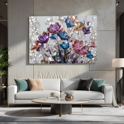 Crystal Flower Bouquet Glass Wall Art