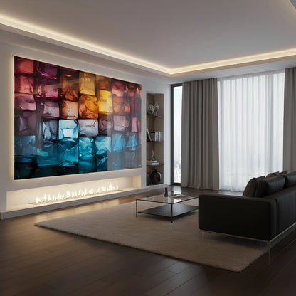 Chromatic Crystal Grid 3D Glass Wall Art