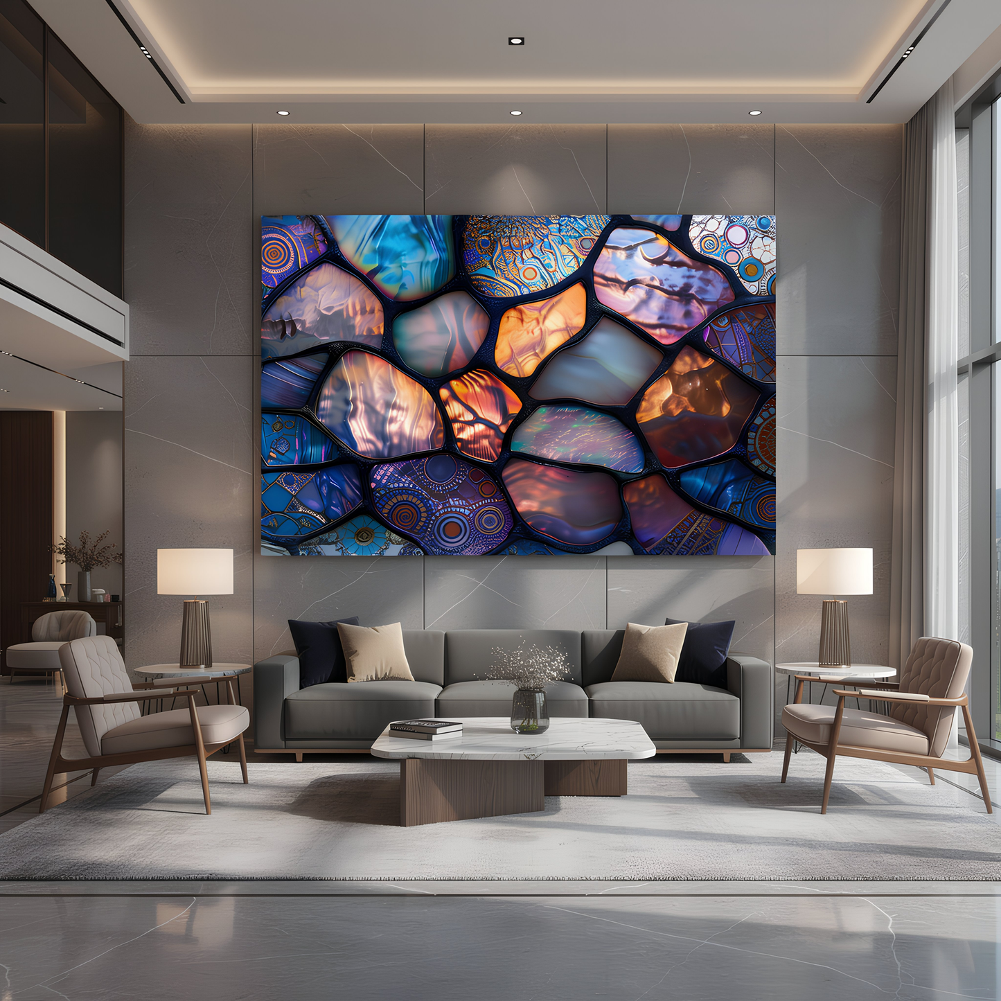 Abstract Stained Glass Mosaic Wall Art