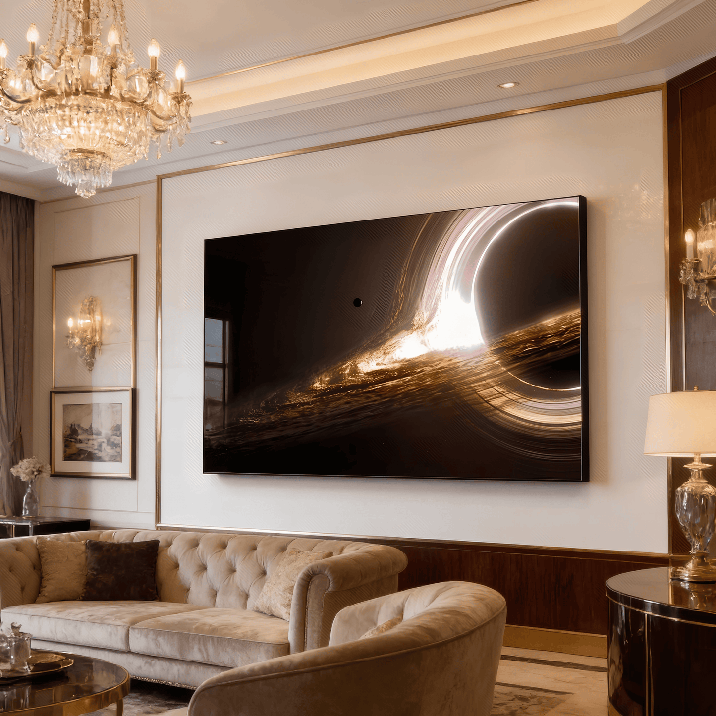 Into the Black Hole – Luminous Cosmic Glass Wall Art