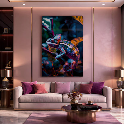 Chromatic Chameleon Glass Wall Art – Colorful Modern Glass Decor