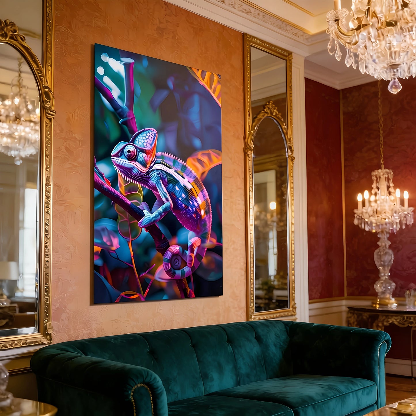 Chromatic Chameleon Glass Wall Art – Colorful Modern Glass Decor