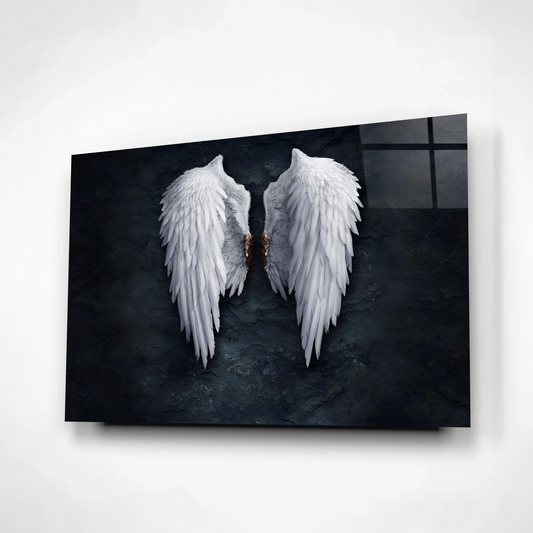 Guardian Angel Wings Faith Inspired Glass Wall Art