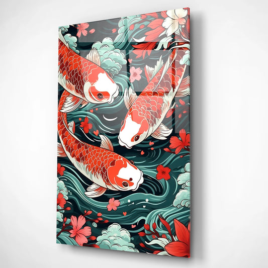 Trinity Flow Koi Harmony Glass Poster
