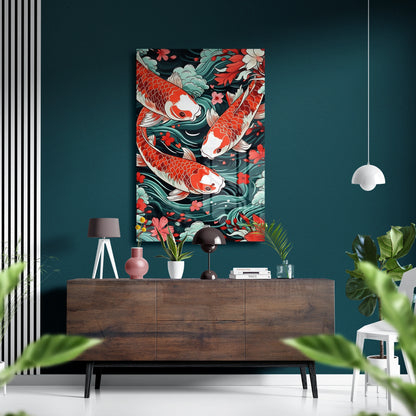 Trinity Flow Koi Harmony Glass Poster