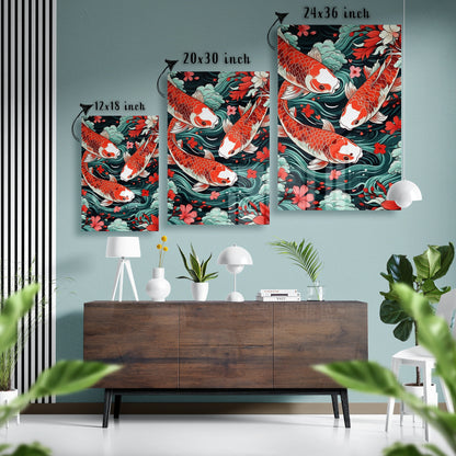 Trinity Flow Koi Harmony Glass Poster