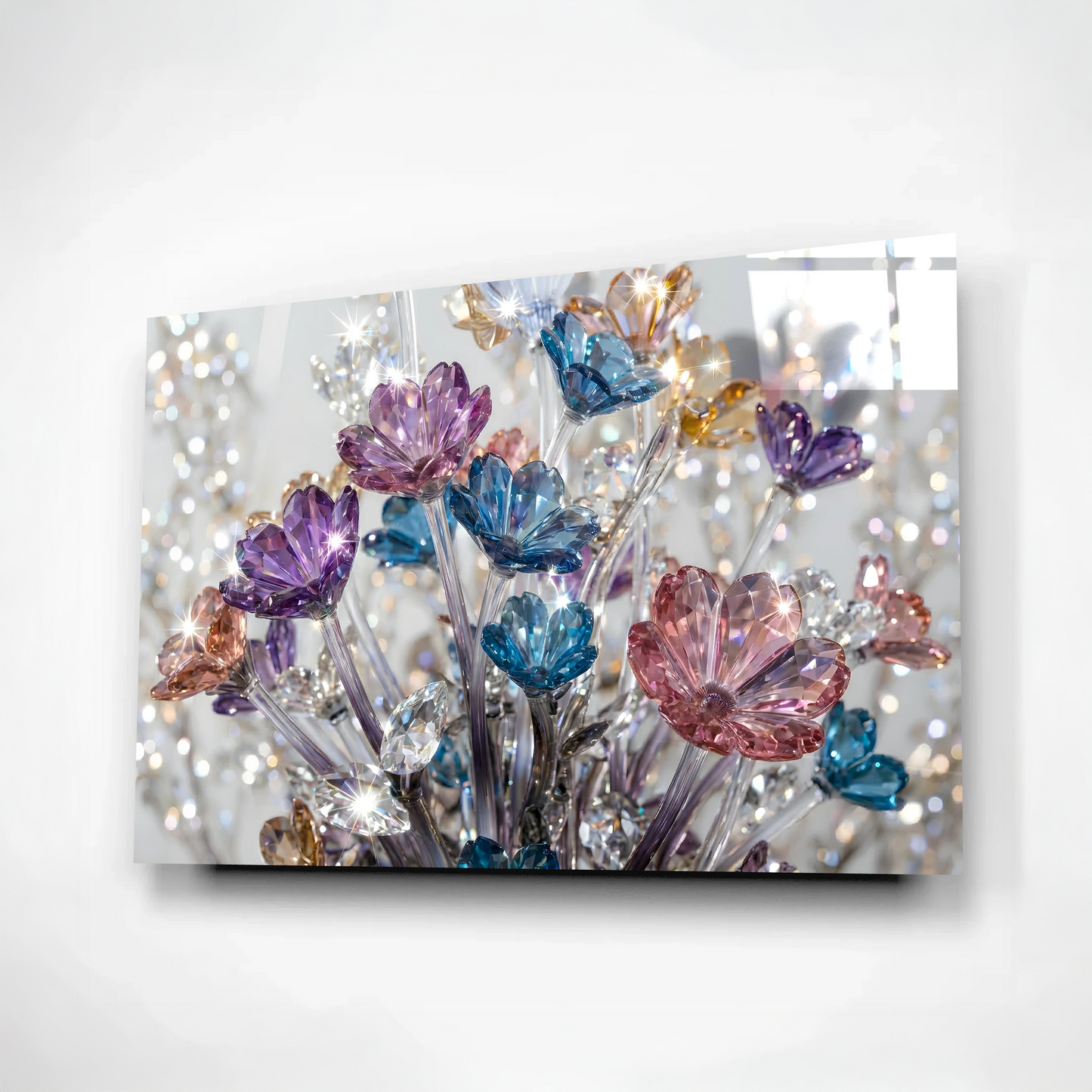 Crystal Flower Bouquet Glass Wall Art