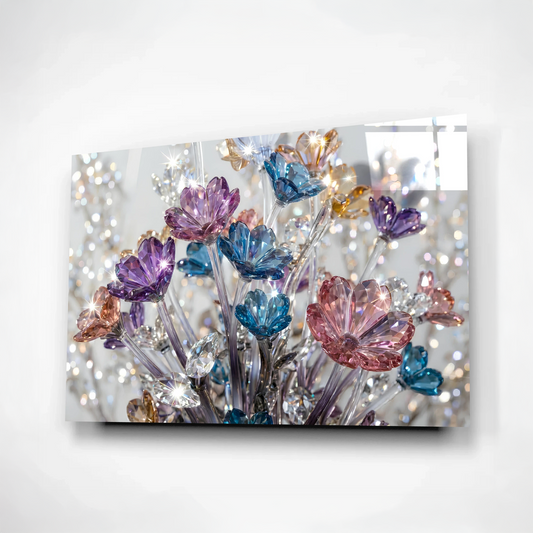 Crystal Flower Bouquet Glass Wall Art