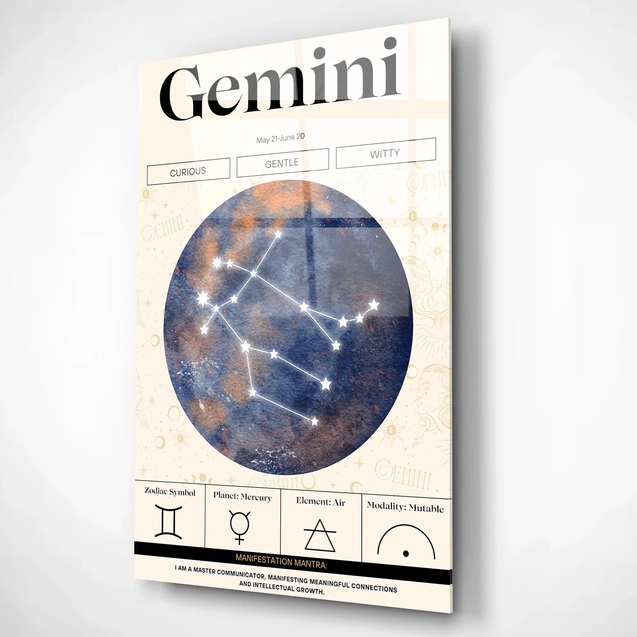 Gemini Zodiac Glass Poster – Minteefy