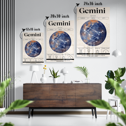 Gemini Zodiac Glass Poster