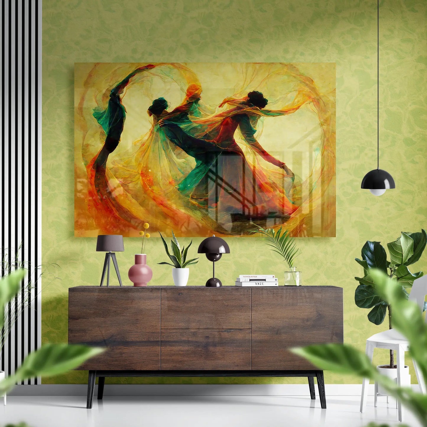 Radiant Dance Energy – Abstract Movement Glass Wall Art
