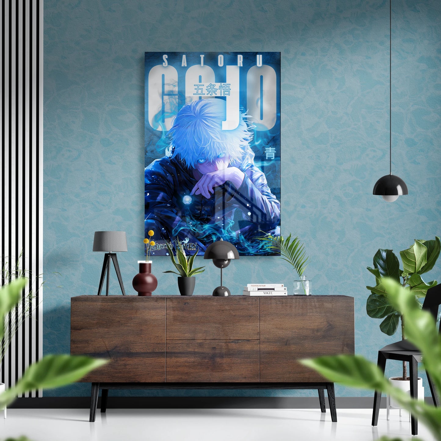 Satoru Gojo Limitless Blue Awakening Glass Art