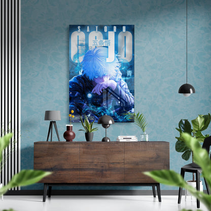 Satoru Gojo Limitless Blue Awakening Glass Art