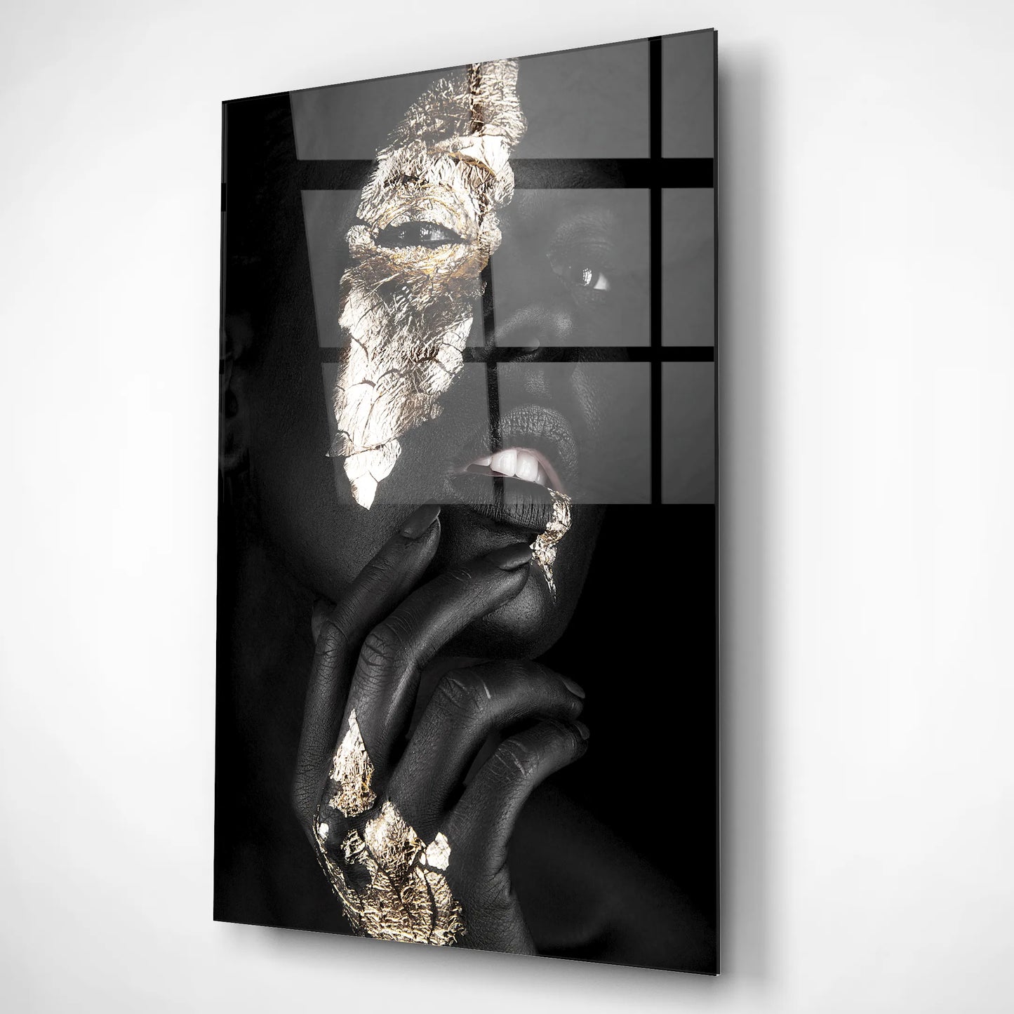 Luminous Gold – Hand & Face Glass Poster