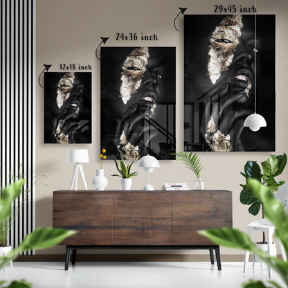 Luminous Gold – Hand & Face Glass Poster