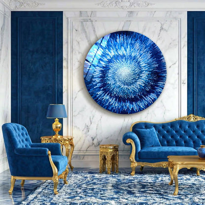 Blue Emerald Spiral Glass Wall Art