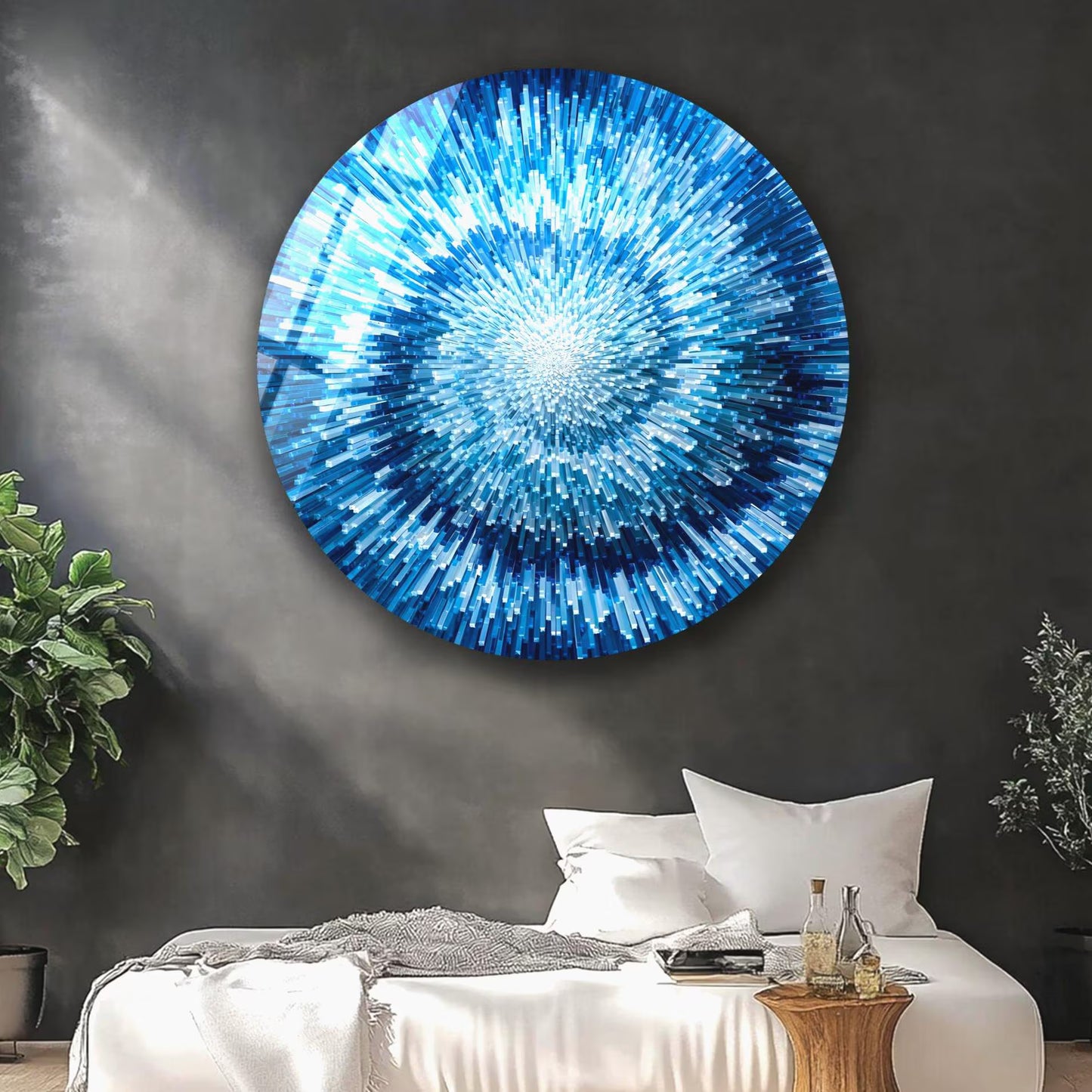 Blue Emerald Spiral Glass Wall Art