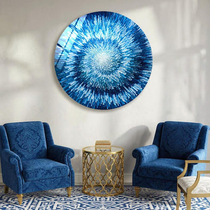 Blue Emerald Spiral Glass Wall Art
