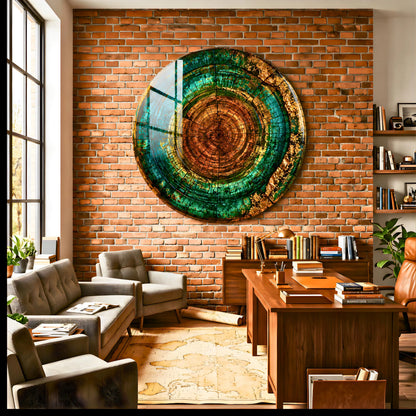 Tree Ring Glass Wall Art