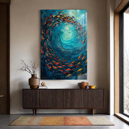 Original School of Fish Glass Wall Art