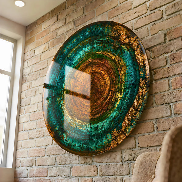 Tree Ring Glass Wall Art