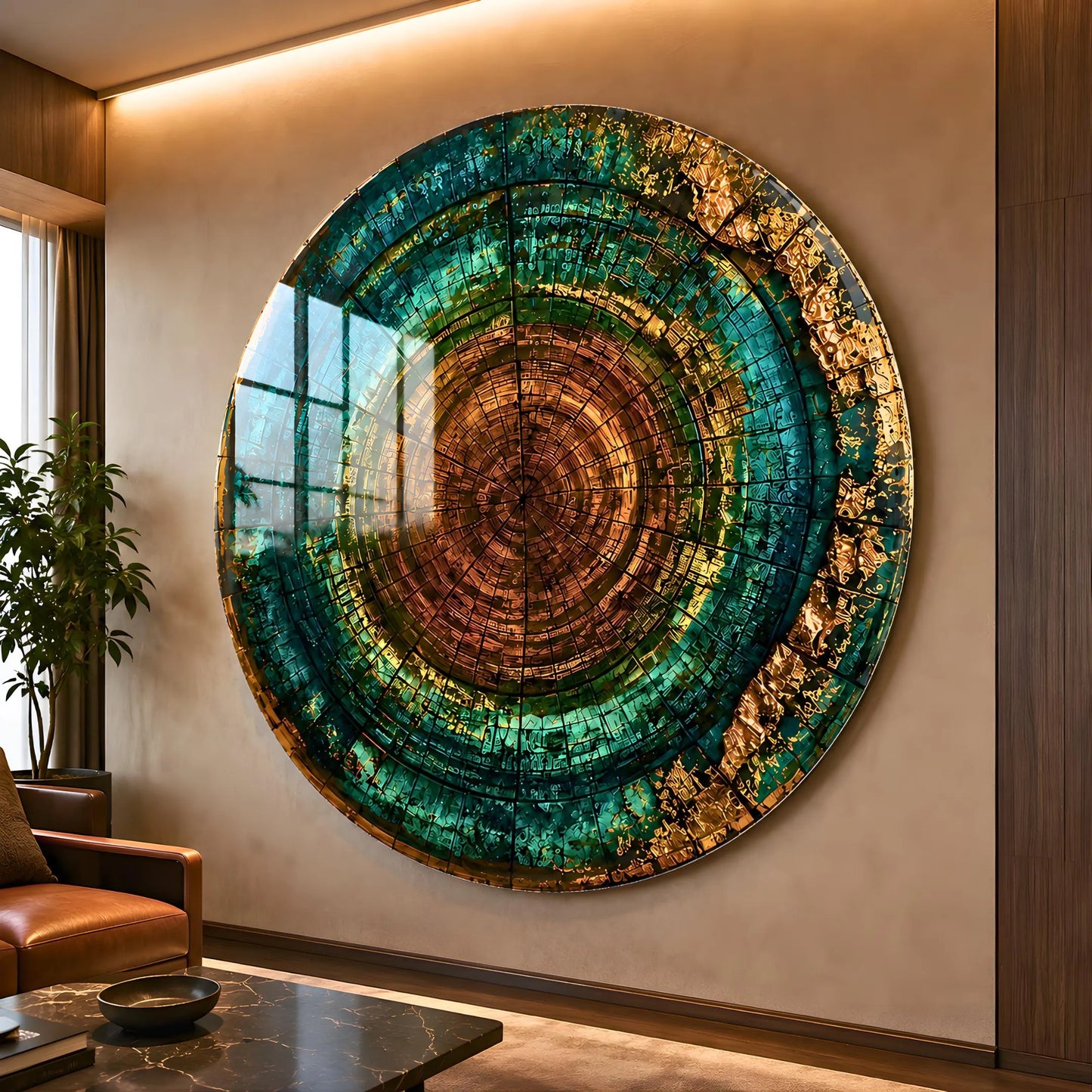 Tree Ring Glass Wall Art