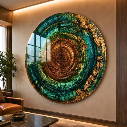 Tree Ring Glass Wall Art