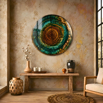 Tree Ring Glass Wall Art