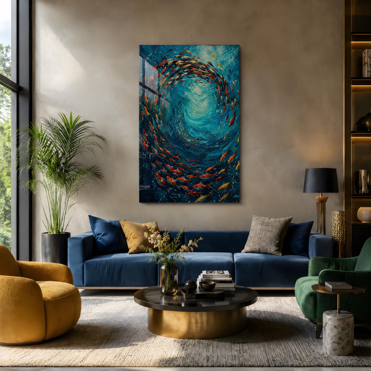 Original School of Fish Glass Wall Art