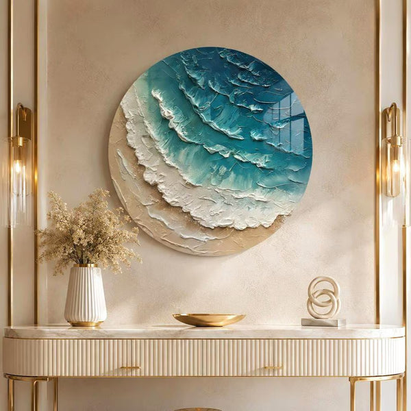 Coastal Ocean Waves Glass Wall Art