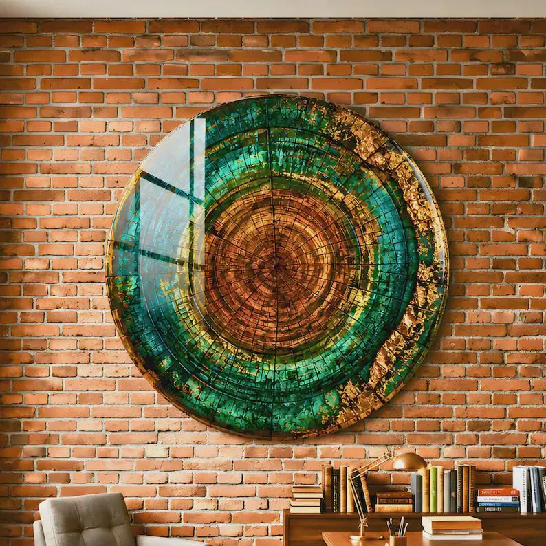 Tree Ring Glass Wall Art