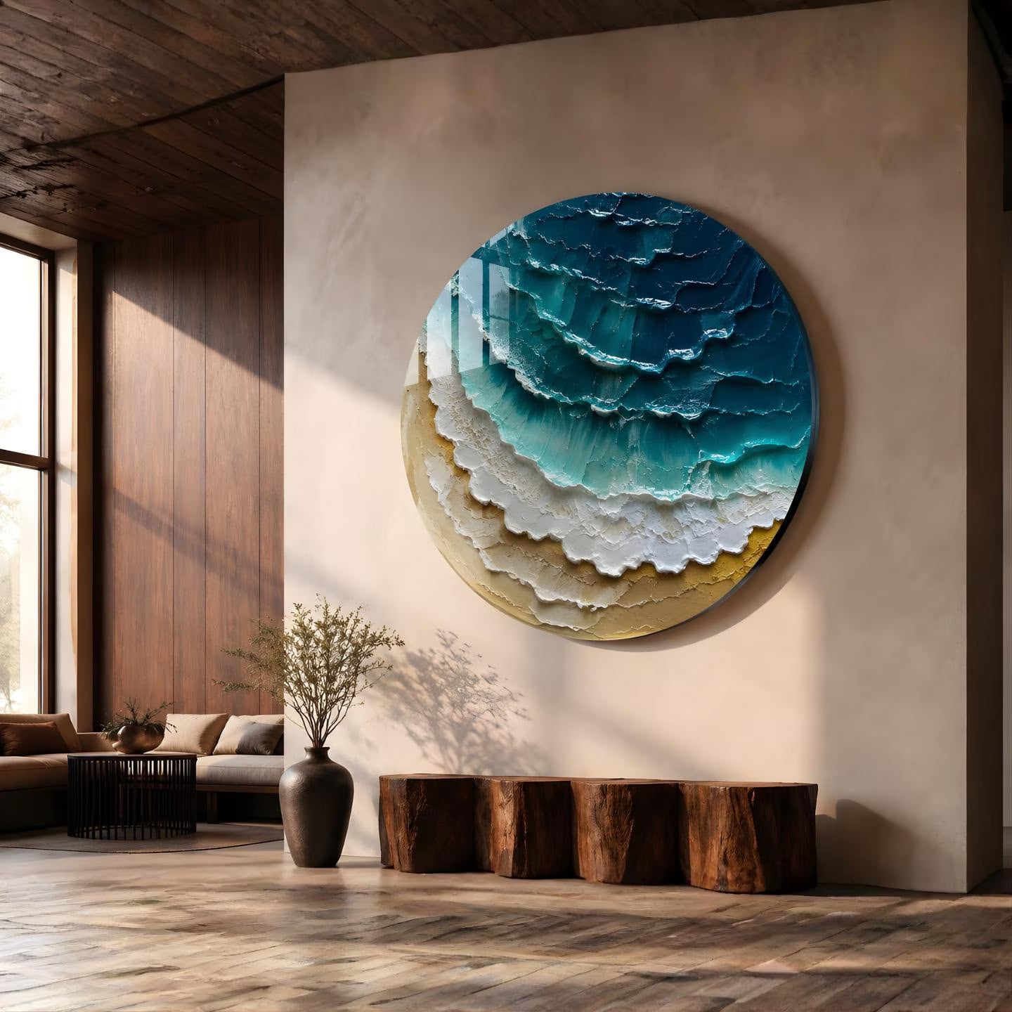 Coastal Ocean Waves Glass Wall Art