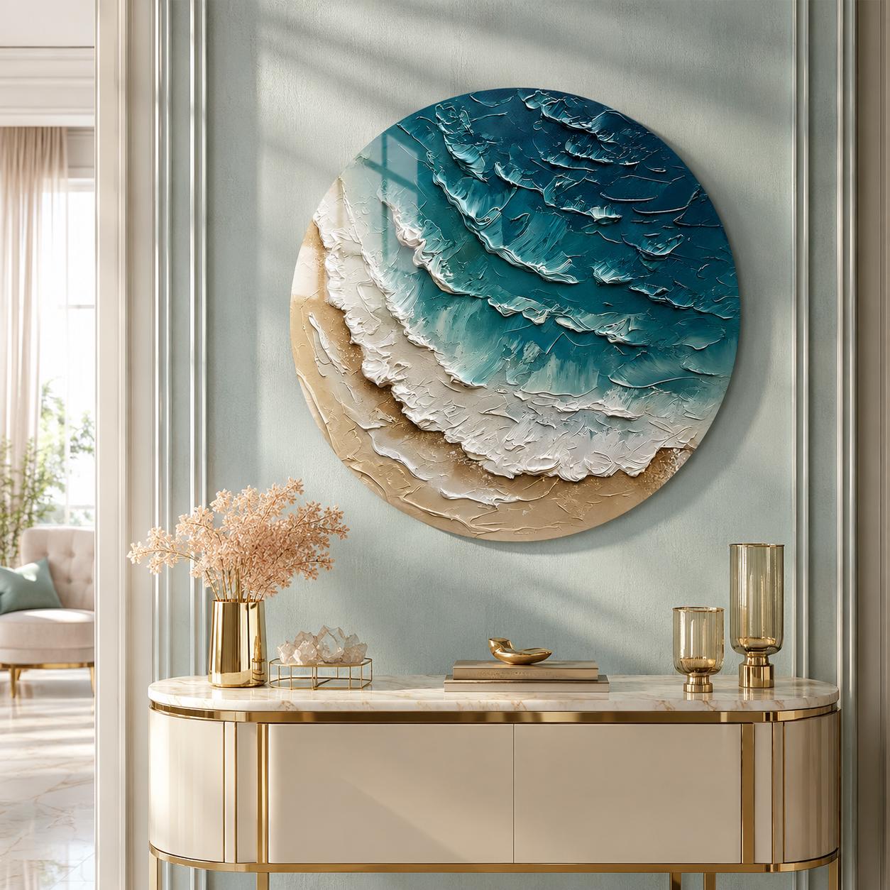 Coastal Ocean Waves Glass Wall Art