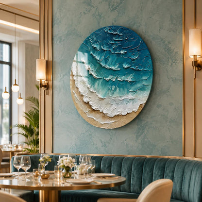 Coastal Ocean Waves Glass Wall Art