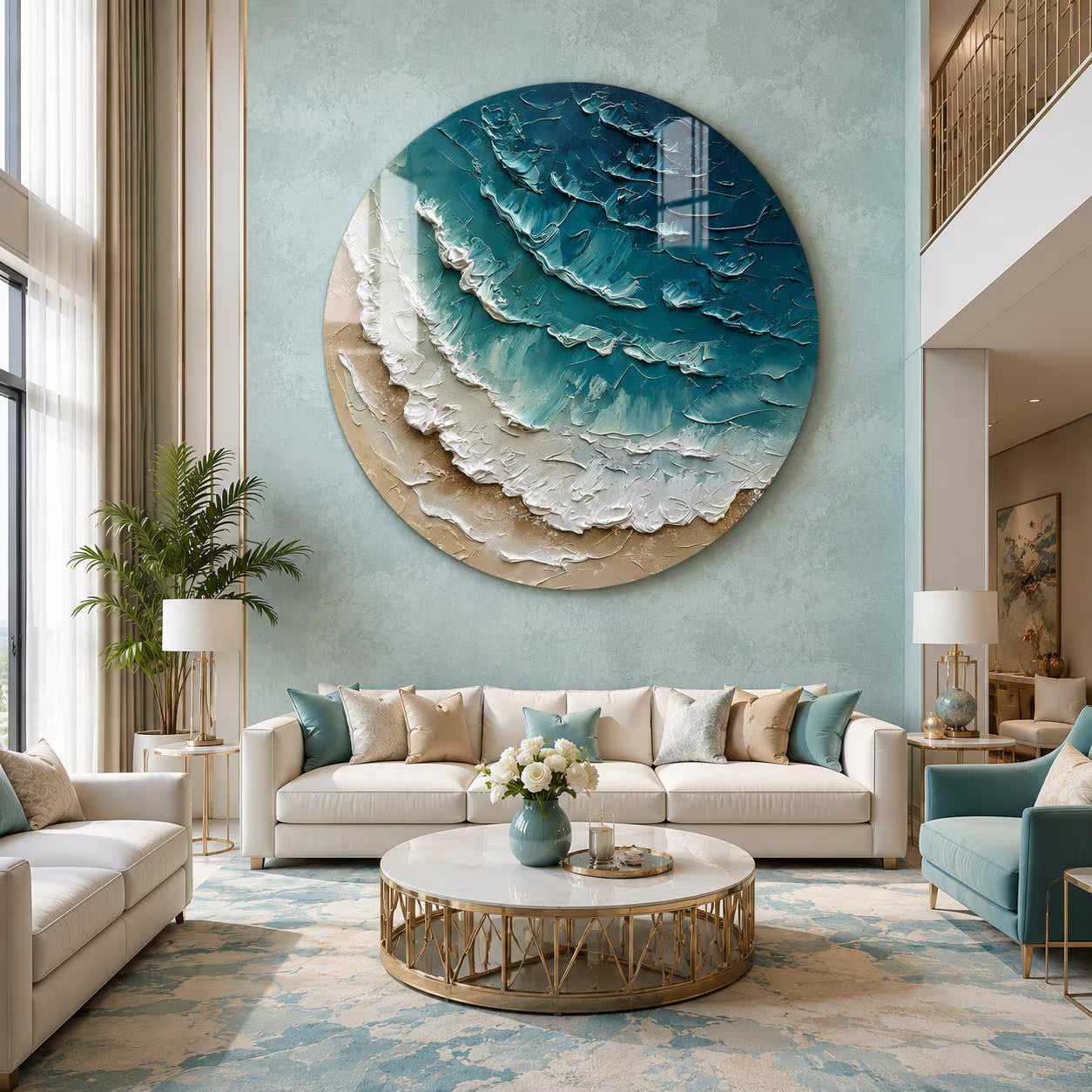 Coastal Ocean Waves Glass Wall Art
