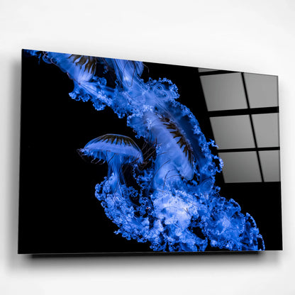 Luminous Drift – Ethereal Jellyfish Glass Poster
