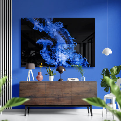 Luminous Drift – Ethereal Jellyfish Glass Poster