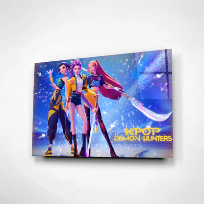 K-Pop Demon Hunters Trinity Glass Art