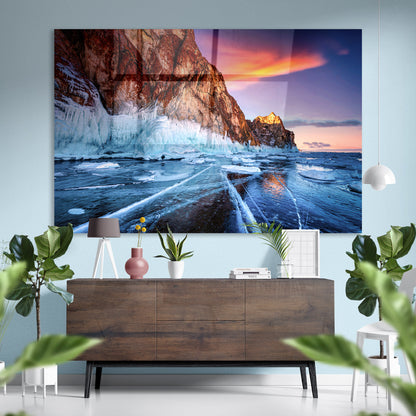 Icy Shores of Lake Baikal, Russia Glass Wall Art