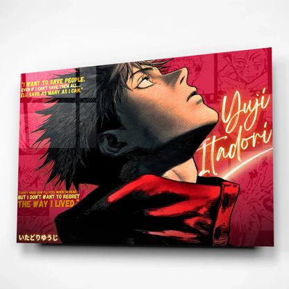 Yuji Itadori Motivational Anime Glass Art