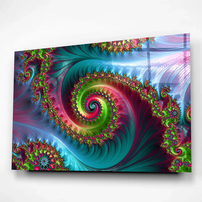Abstract Fractal Spiral Glass Wall Art