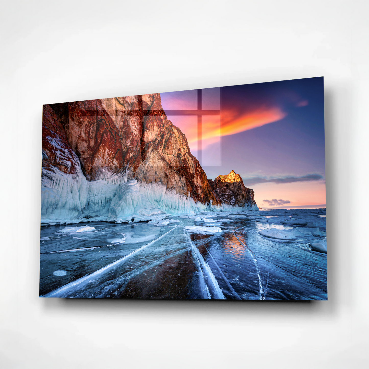 Icy Shores of Lake Baikal, Russia Glass Wall Art