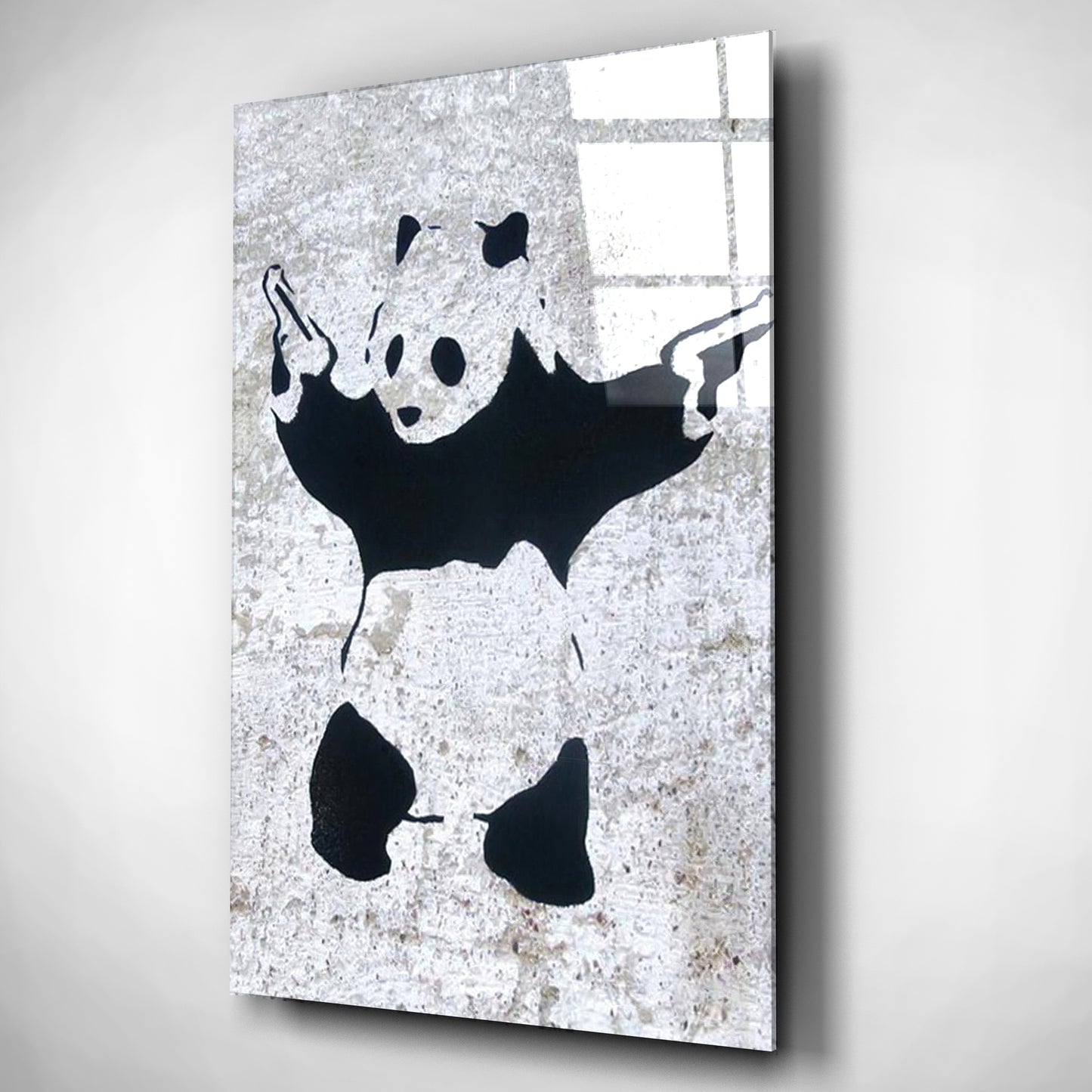 Banksy Style Panda Street Glass Art