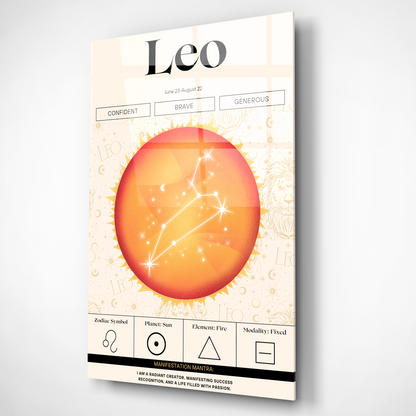 Leo Zodiac Glass Poster
