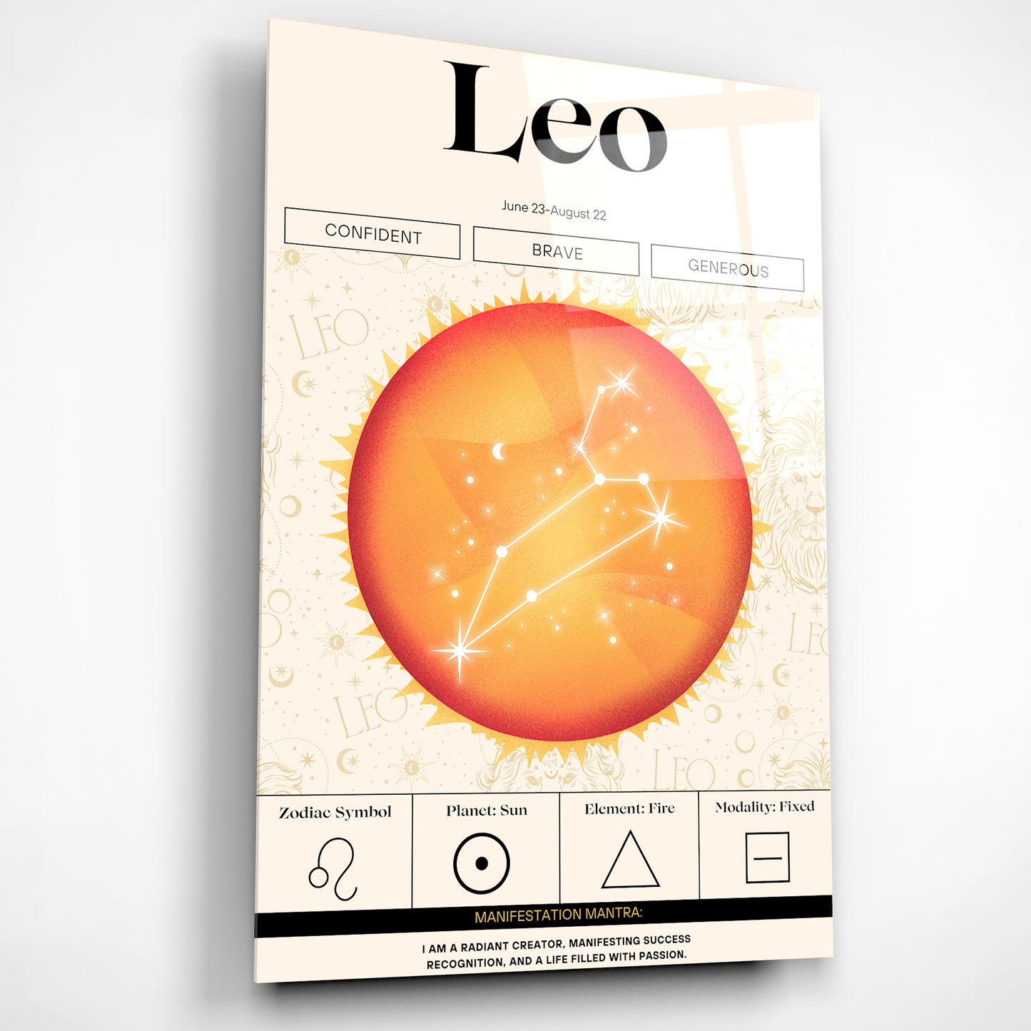 Leo Zodiac Glass Poster