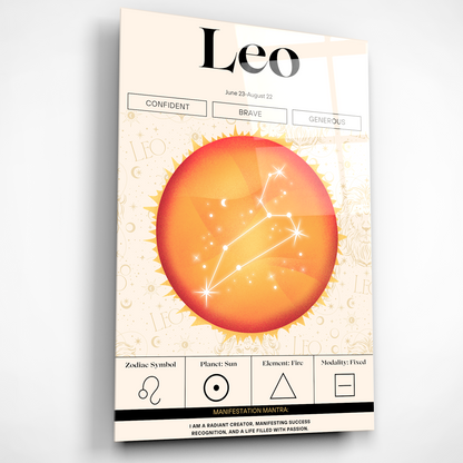 Leo Zodiac Glass Poster