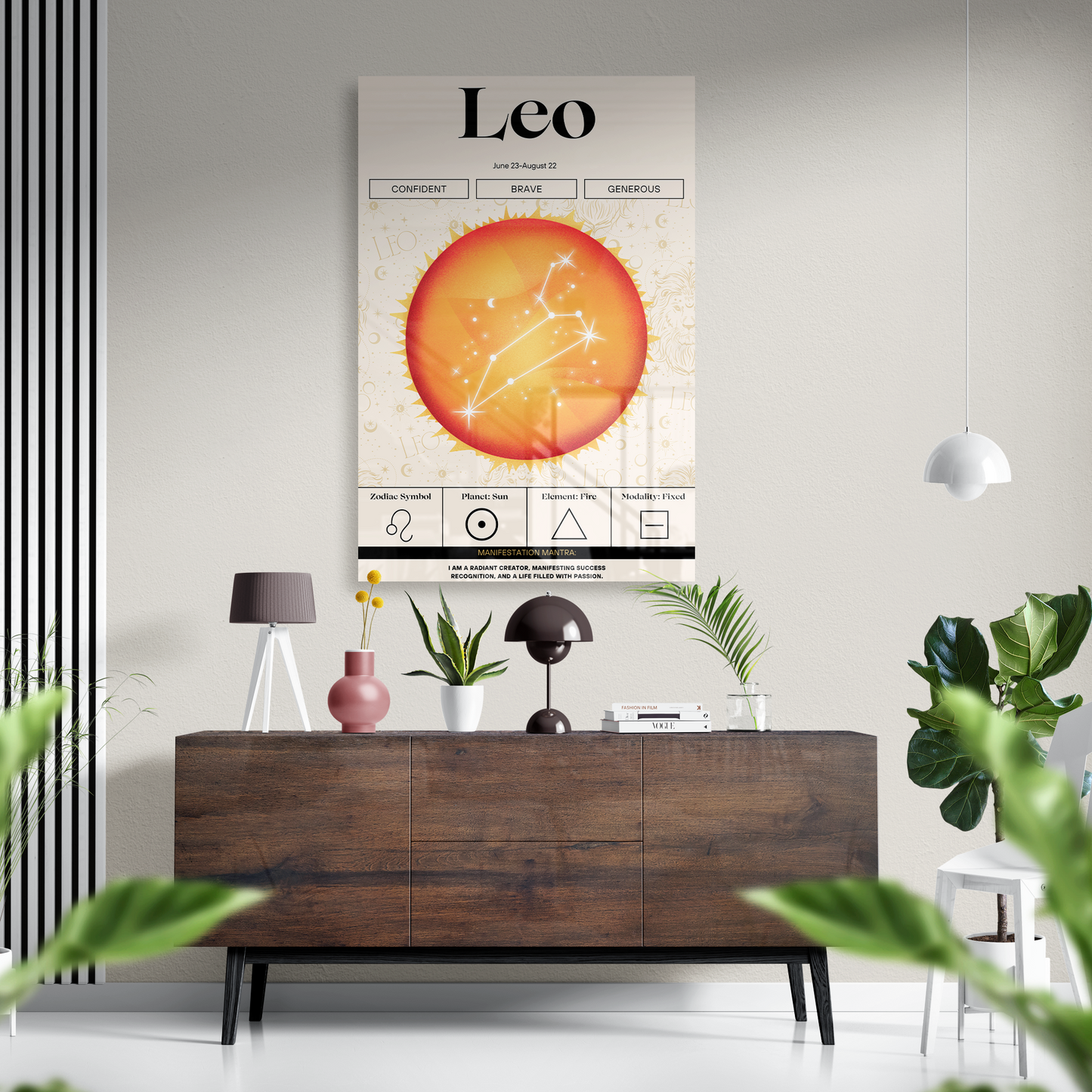 Leo Zodiac Glass Poster