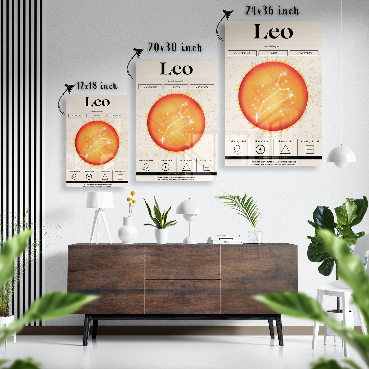 Leo Zodiac Glass Poster