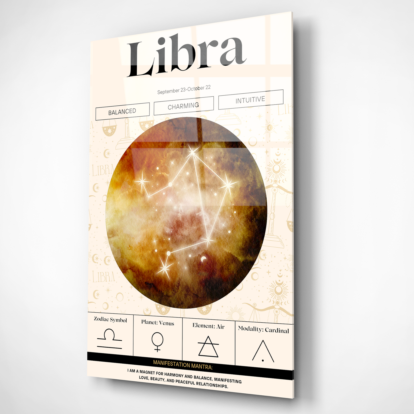 Libra Zodiac Glass Poster