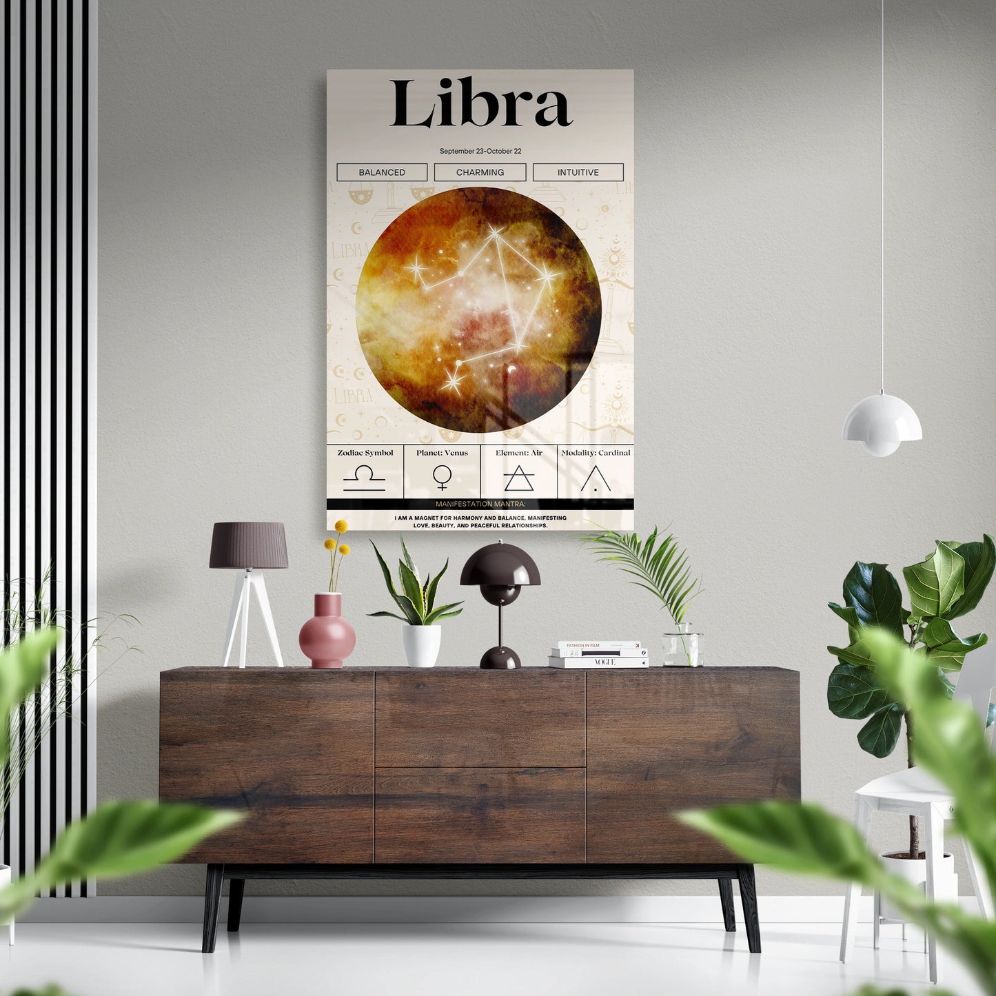 Libra Zodiac Glass Poster